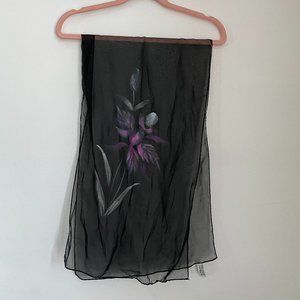 thin black floral scarf